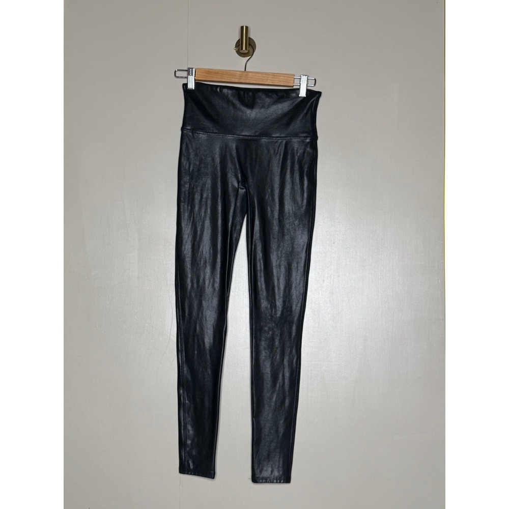 SPANX Faux Leather Leggings Black High Rise Skinny Pants Medium - Picture 2 of 4